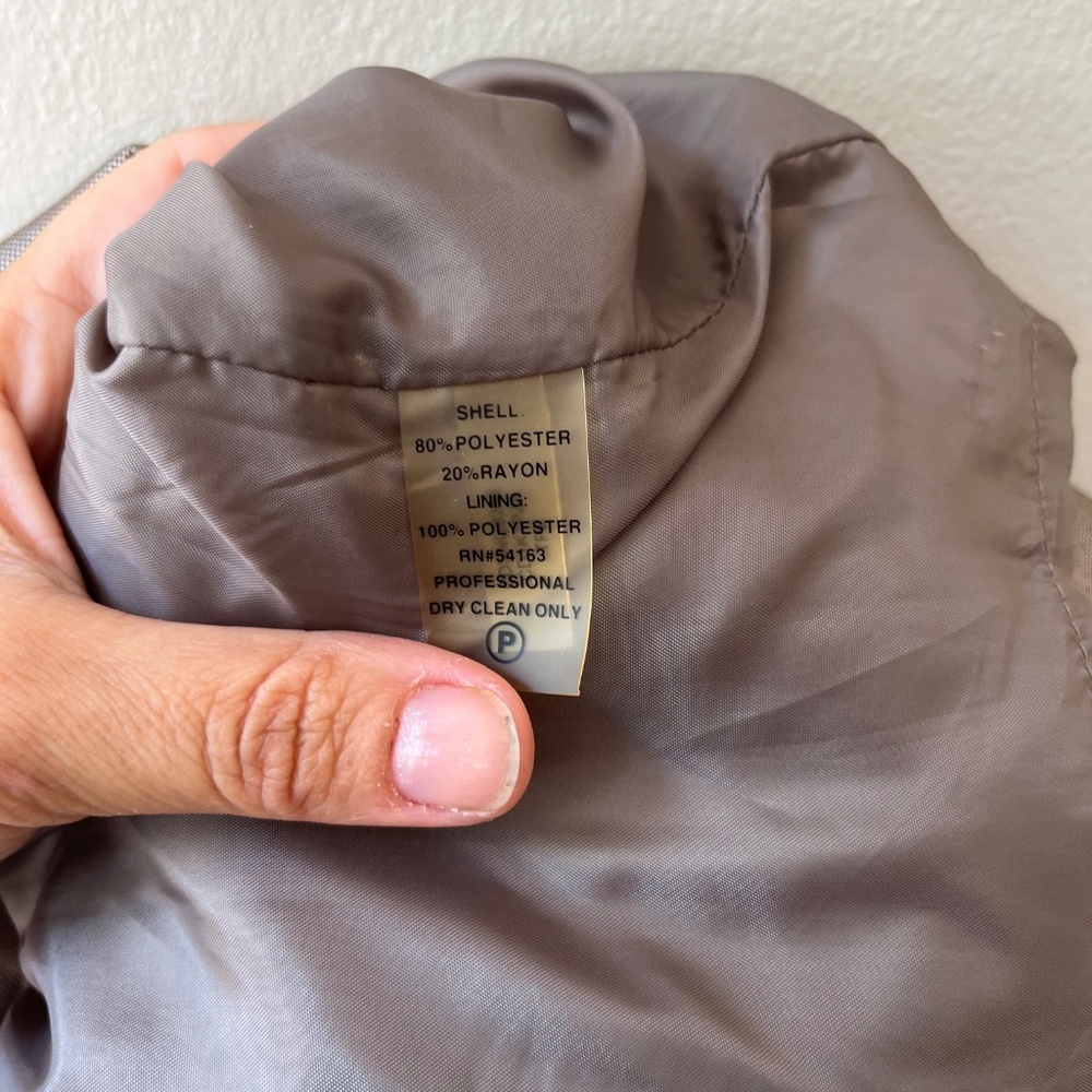 Calvin Klein Sz 6 Sheath Mandarin Collar Button Wrap Midi Dress Lined Khaki - Picture 8 of 8